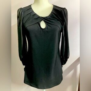 Women’s Blouse, Size S, Solid Black, 3/4 Sleeves, by NY & Co. 7th Ave.